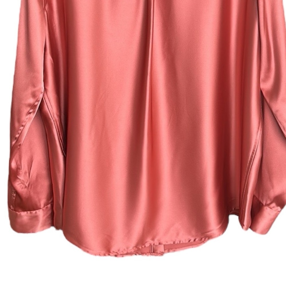 ALFANI Satin Utility Blouse XXL Dusty Rose Button Front Career Office Quiet Lux - Picture 8 of 14